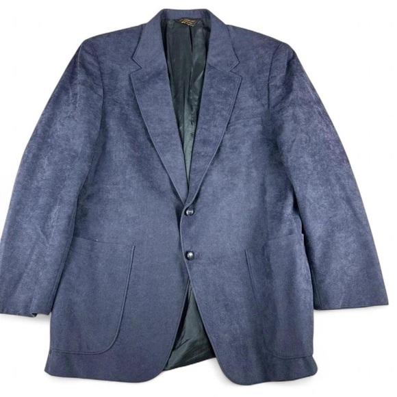 Vintage McGregor 42S Navy Blue Suede Blazer – Classic 2-Button Retro Style! - Picture 2 of 10